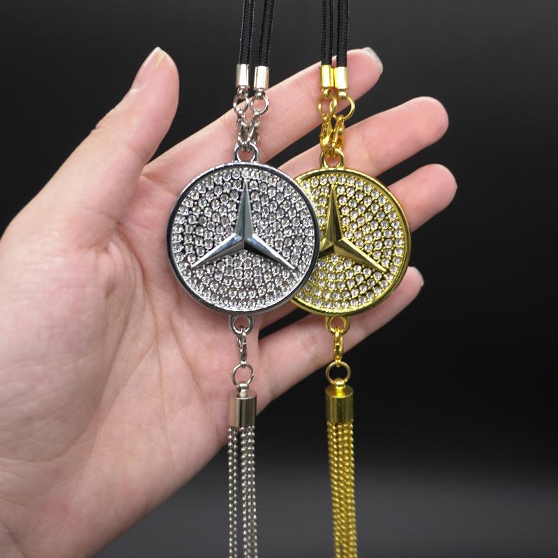 TXF4 Car Styling Metal Diamond Rear View Mirror Hanging Pendant Ornament For Mercedes Benz A C E S G Class GLC CLE CLA GLB GLS W177