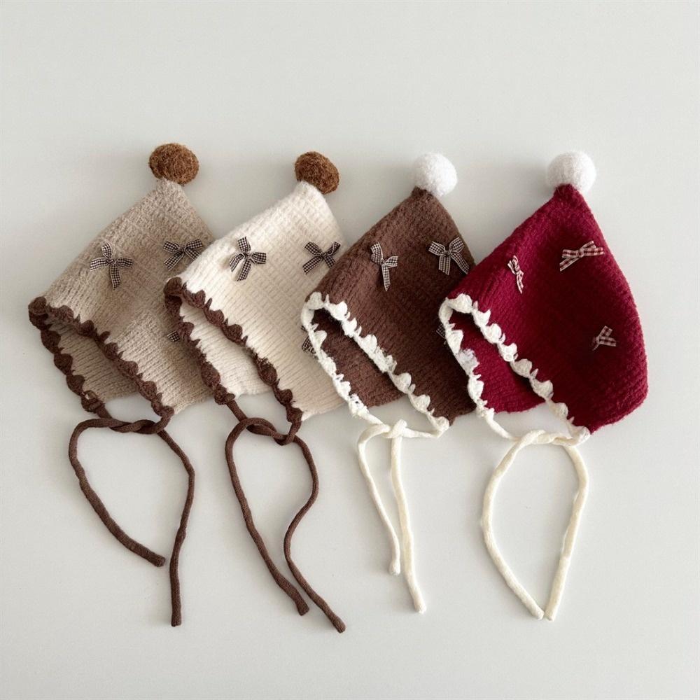 Thickened Baby Knitted Hat Bowknot Winter Baby Hat Cute Toddler Pointed Beanie Cap for Newborn