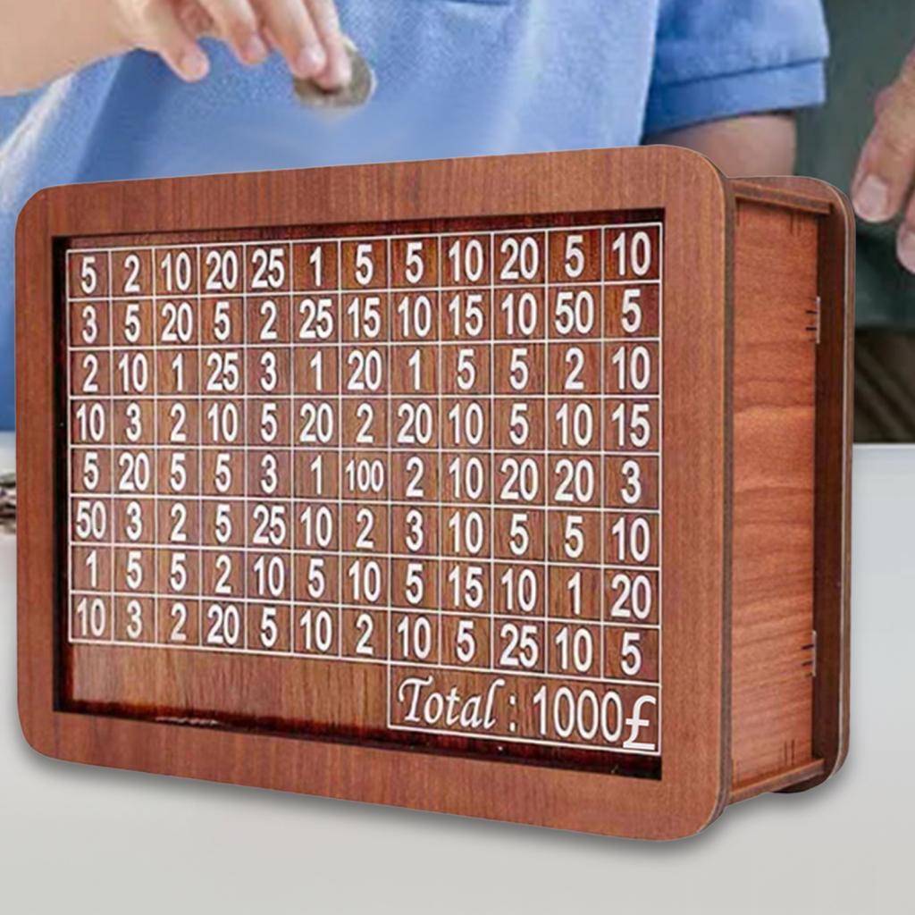 

Wooden Money Box with Counter Storage Case for Savings Goal Display Money Saver with Numbers for Children Kids Adults Child