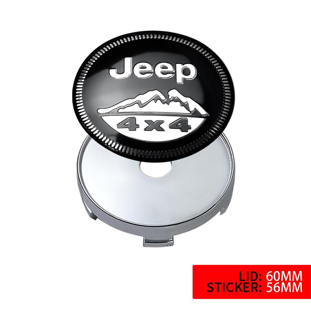 4 Stück 56/60mm Radnabenkappen Aufkleber Auto Emblem Abzeichen Dekoration für Jeep jk Compass Renegade Cherokee Gladiator Patriot Liberty