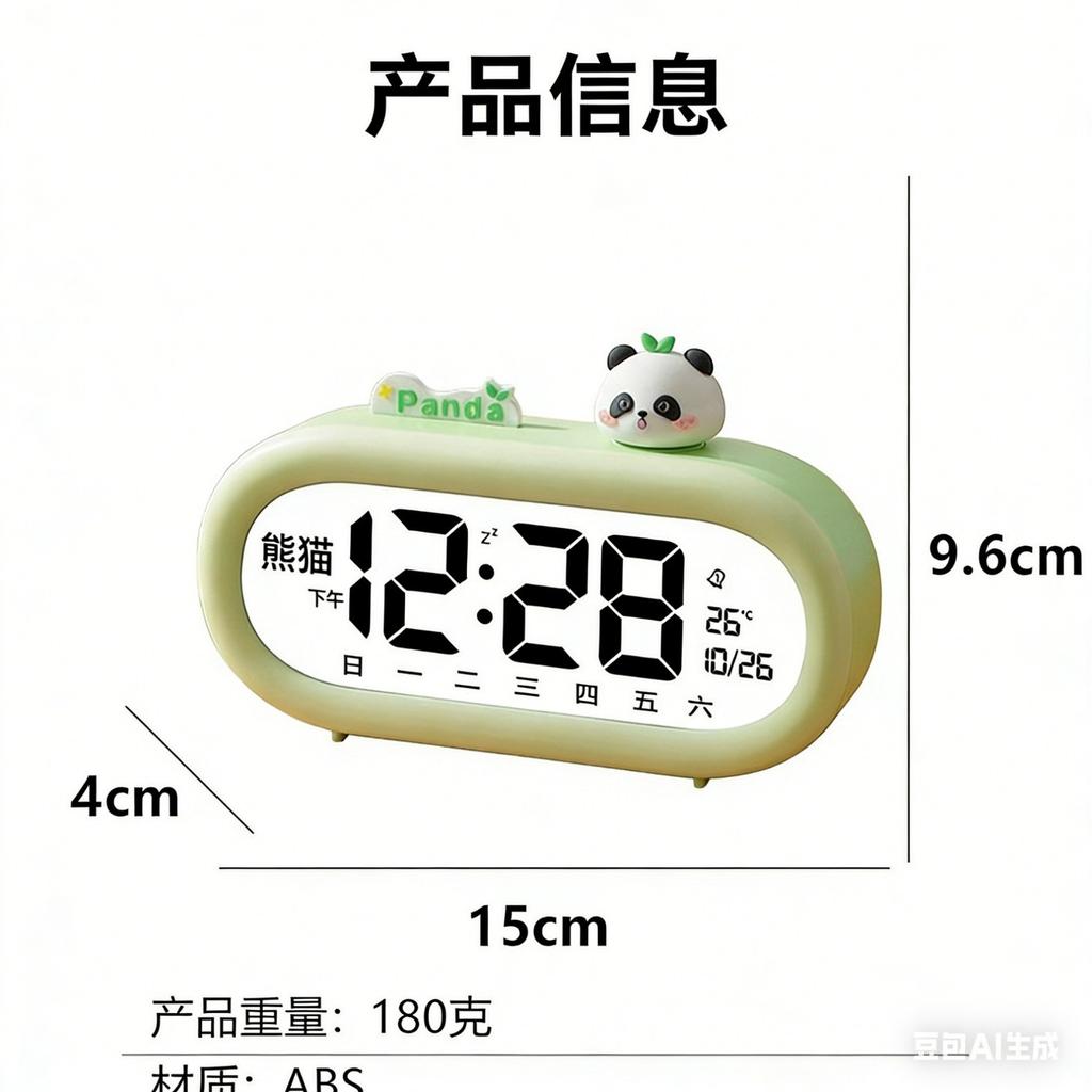 Cartoon Oval Clock Student Bedroom Bedside Alarm Clock Luminous Multifunction Electronic Clock Temperature Date Display Alarm Clock