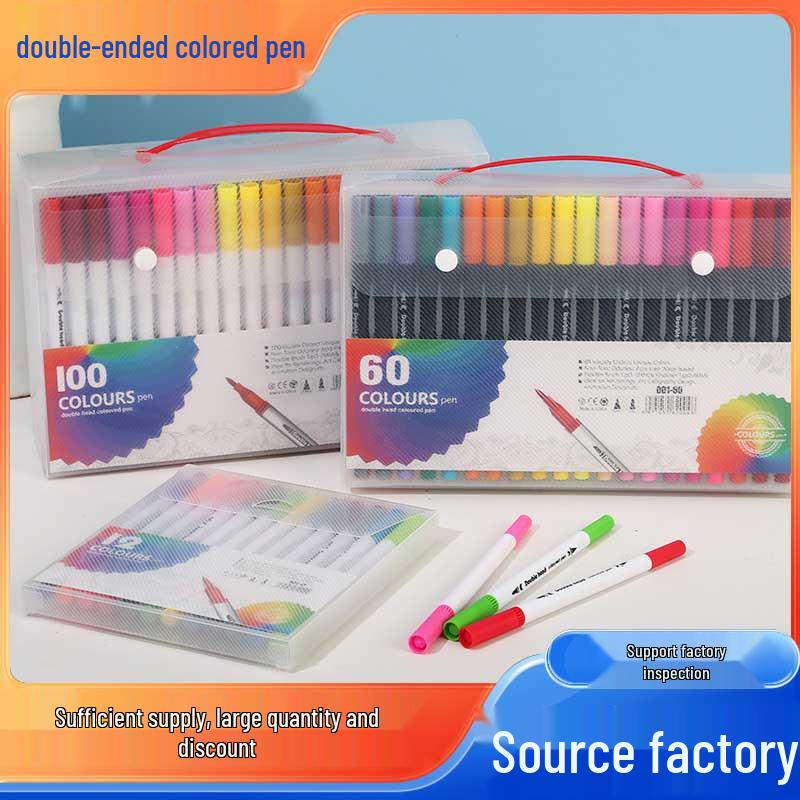 120-Color Dual Tip Watercolor Markers for Kids & Anime Art - Soft Tip Fineliner