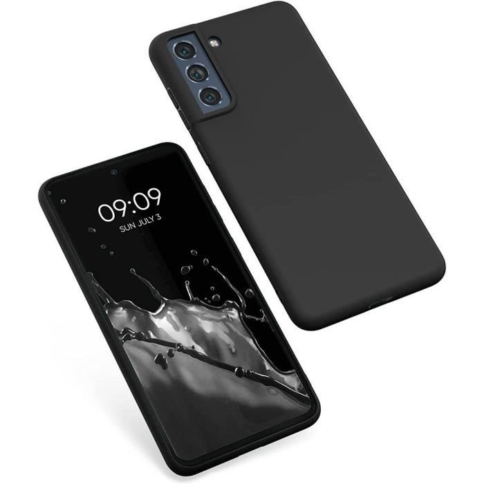 Coque - BOOLING - pour Samsung Galaxy S21 FE - Silicone Souple - Ultra Slim - Antichoc Noir