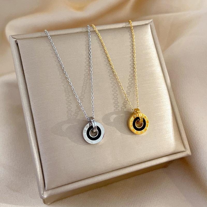 Bague Romaine Poêle Minimaliste Collier en Or Véritable Chaîne de Clavicule Féminine Avec Bijoux