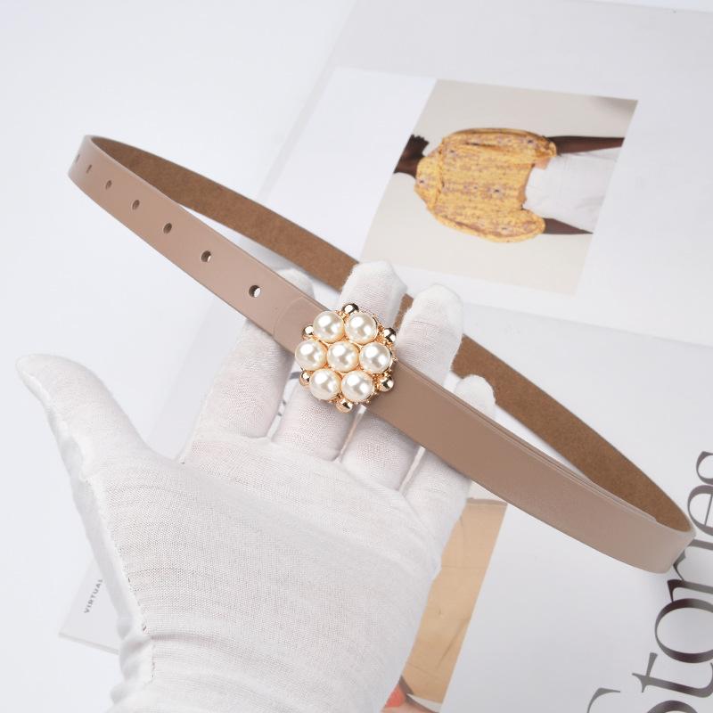 New Thin Belt Korean Version of Retro Pearl Decoration for Women's Thin Belt with Windbreaker Dress Waist Seal Waist Decoration