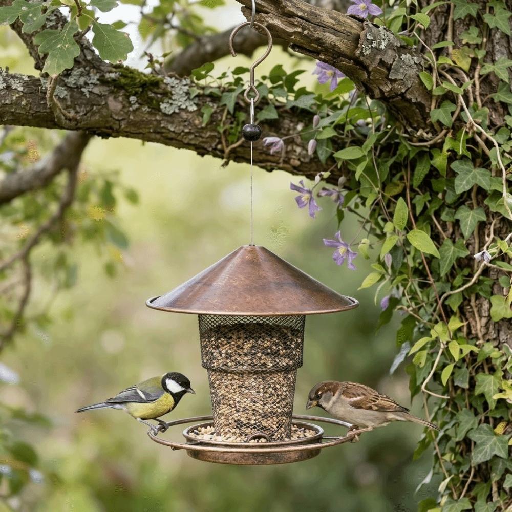 Iron Automatic Bird Feeder Retractable Bird Food Container Hummingbird Feeder Porch