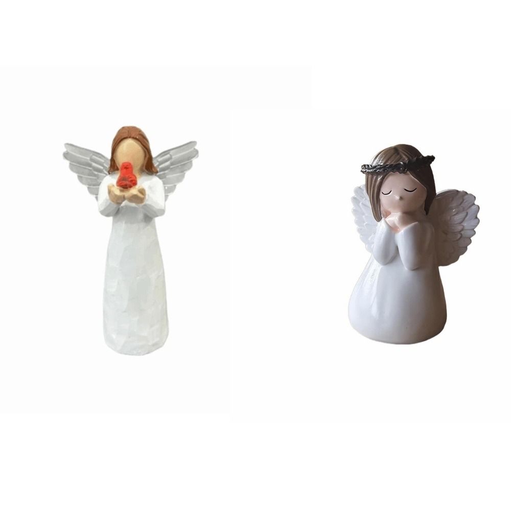 Creative Design Winged Angel Figurine Resin Pray Girl Ornaments Home Decoration