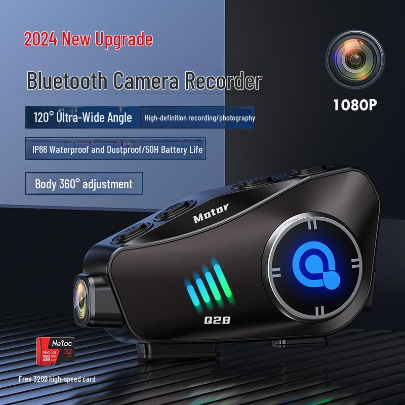 Q28 Zestaw słuchawkowy Bluetooth do kasku z kamerą HD 1080P i rejestratorem jazdy motocyklowej