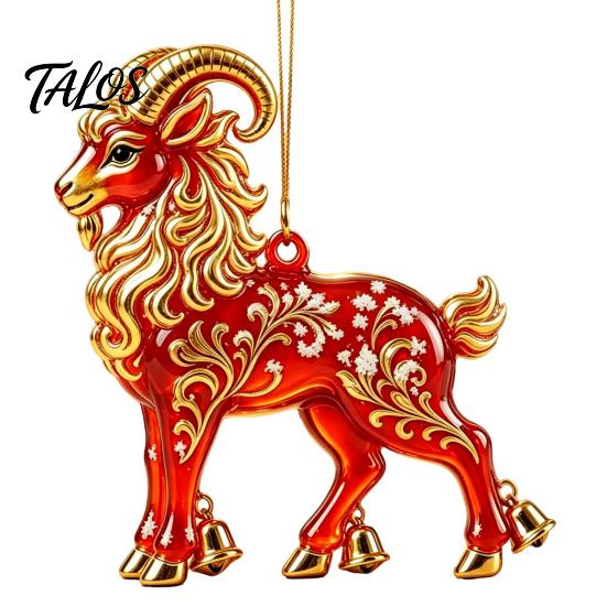 Decorative Ornaments for Office Goat Christmas Car Hanging Ornament, 2D Acrylic Pendant with Tree String, Cute Animal Decor Rearview Mirror,