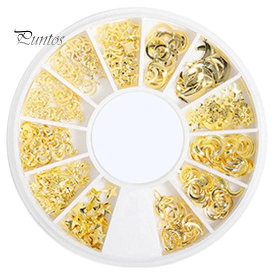 1 Box Nail Art Accessories 3D Metal Rivets Moon Star Shape DIY Manicure Reusable Nail Charm Jewelry Nail Art Manicure Accessories