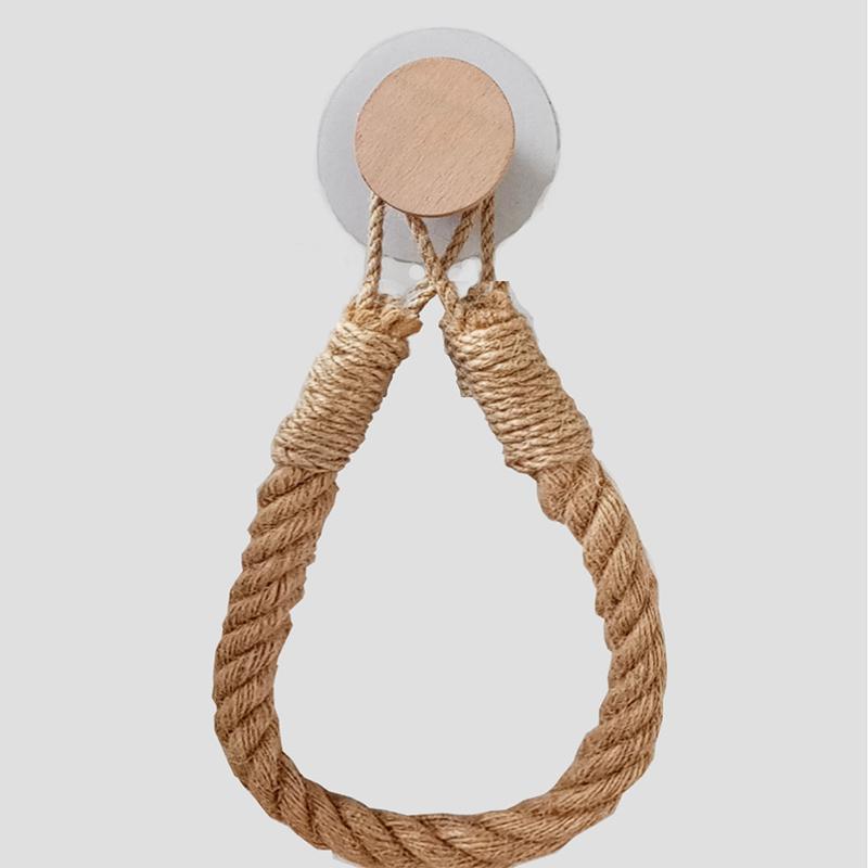 

1-10 шт. держатель для салфеток из джутовой веревки, деревянная вешалка для полотенец, без сверла, органайзер для бумажных полотенец, полка для хранения в ванной комнате, органайзер для ванной комнаты