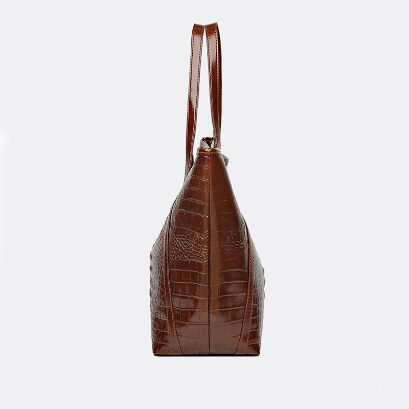 Geantă Tote Simplă Versatilă cu Imprimeu Crocodil, Capacitate Mare, Geantă de Mână la Modă, Design Vintage, Geantă de Umăr pentru Femei