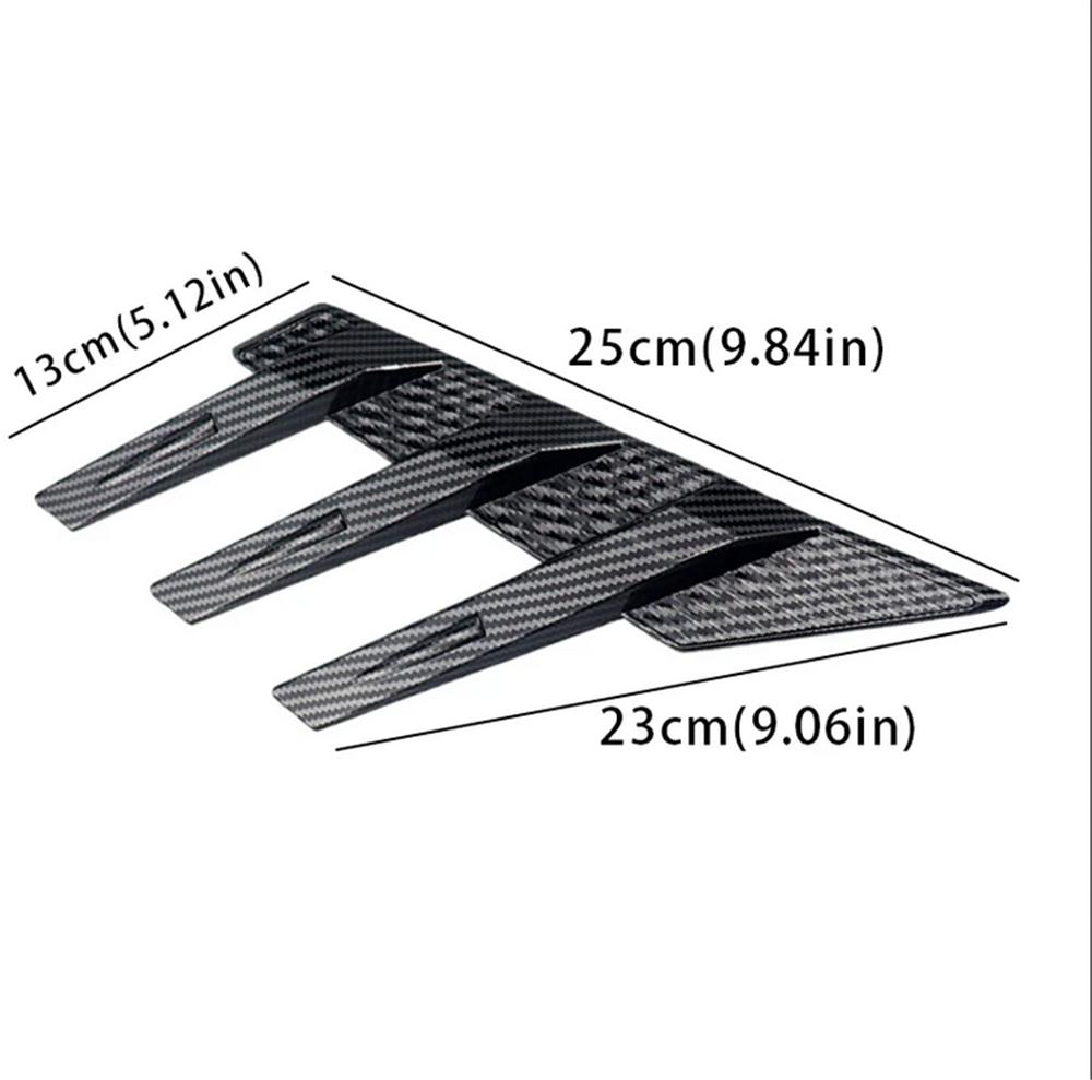 Carbon Fiber Look Rear Triangle Louver Window Sticker Side Spoiler Splitter Trim
