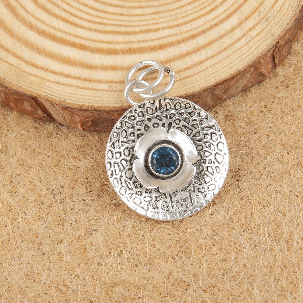 London Blue Topaz Gemstone Jewelry, 925 Solid Sterling Silver Pendant, Handmade Beautiful Silver Jewelry For Anniversary Gift