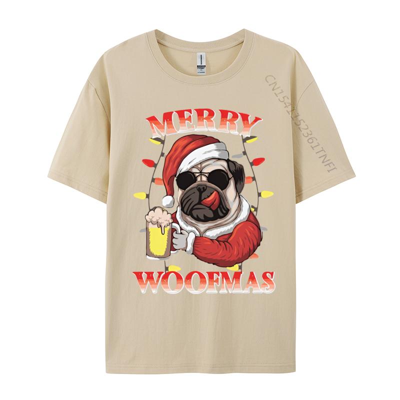 Merry Woofmas Christmas Funny Dog Santa Tshirt Printed T Shirts Unisex Tshirts Unisex Distinctive Design Tops Designer T Shirt