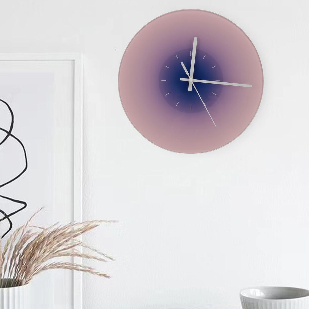 12 Inch Glass Wall Clock Silent Sweep Movement Battery Operated Round Wall Clock for Living Room Bedroom