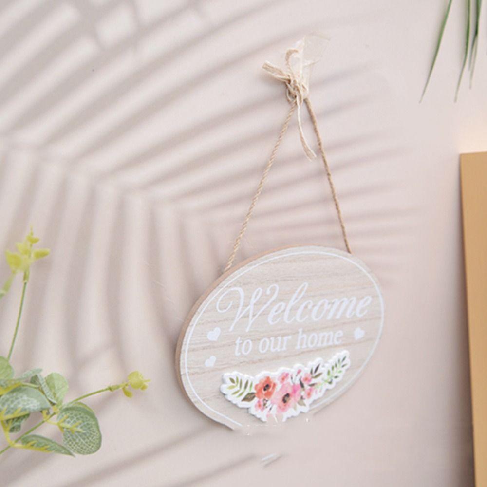 Home Decoration Oval Shape Handmade Door Hanging Ornaments Garden Plaque Layout Props Door Plate