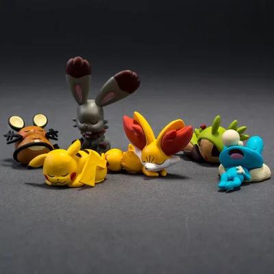 Sleeping Pokemon Action Figure Cup Pocket Monster Pikachu High Quality Toys Dedenne Fennekin Bunnelby Lucario Mudkip Squishy Tiny Figure