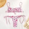 2024 New European & American Women's Fresh Print Strap Bikini - Sexy & Colorful (21057)