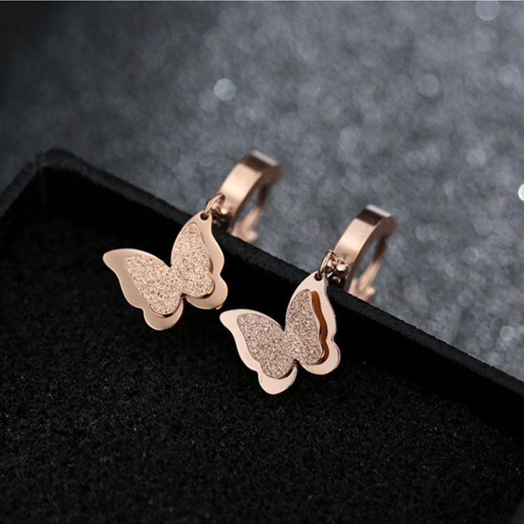 Korean Black Rhombus Ear Cuff & Rose Gold Stud Earring - Women's Japanese Korean Fashion