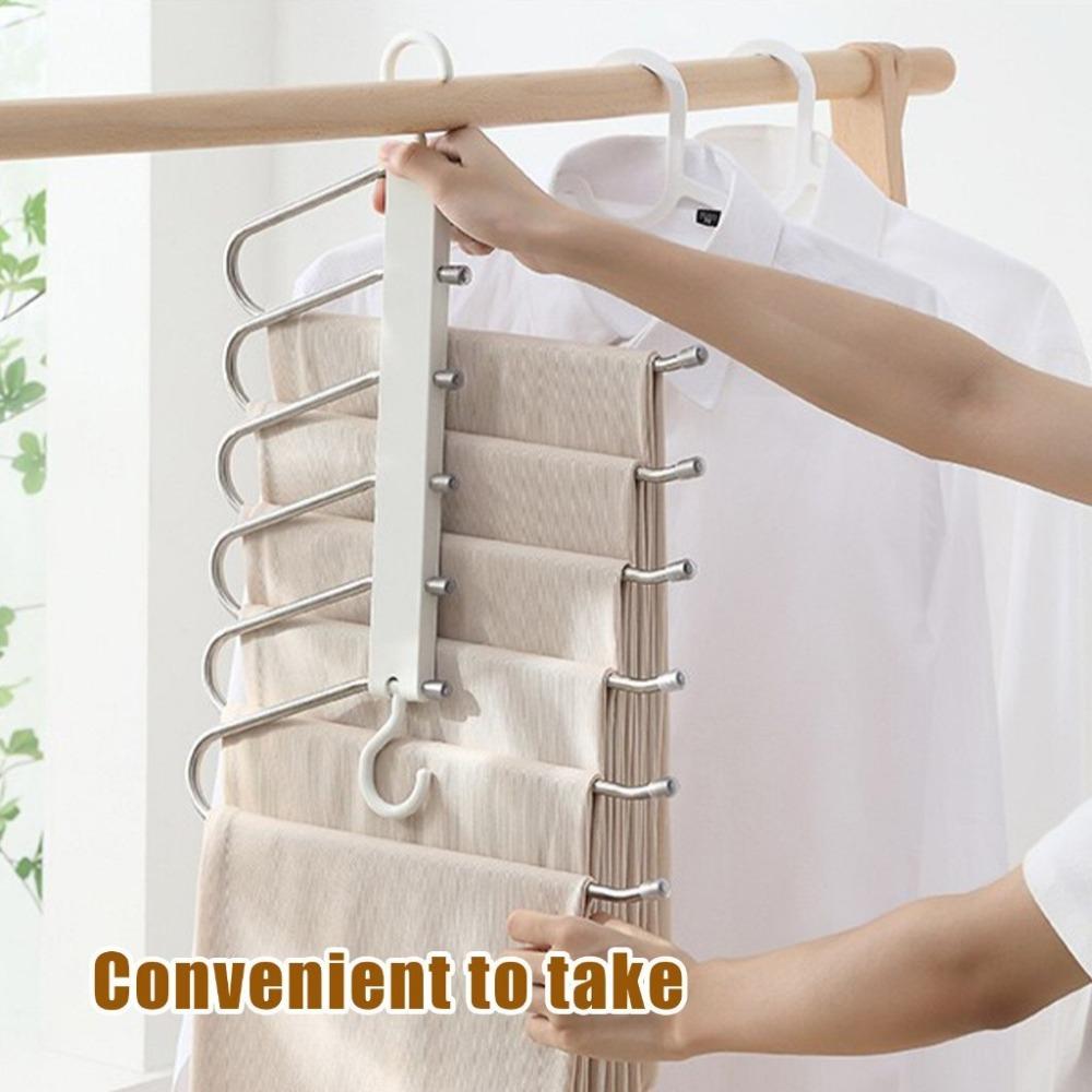 Hanging Hole Foldable Pants Hangers Stainless Steel Multifunctional Trouser Rack  Jeans