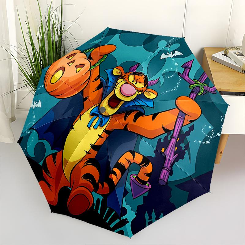 

Tigger, Halloween Automatic Opening and Closing Umbrella, Compact Travel Umbrella, Lightweight and Portable, Suitable for Beach Commuting Bu