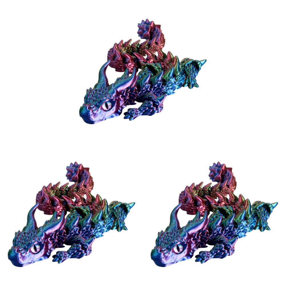 3D Printed Articulated Simulation Dragon Toy Poseable Dragon Ornament (Colored)