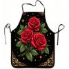 1pc Red Rose Floral Apron with Adjustable Waistband & Suitable for Cooking, Gardening, Picking - Durable Easy-Clean Polyester Ap