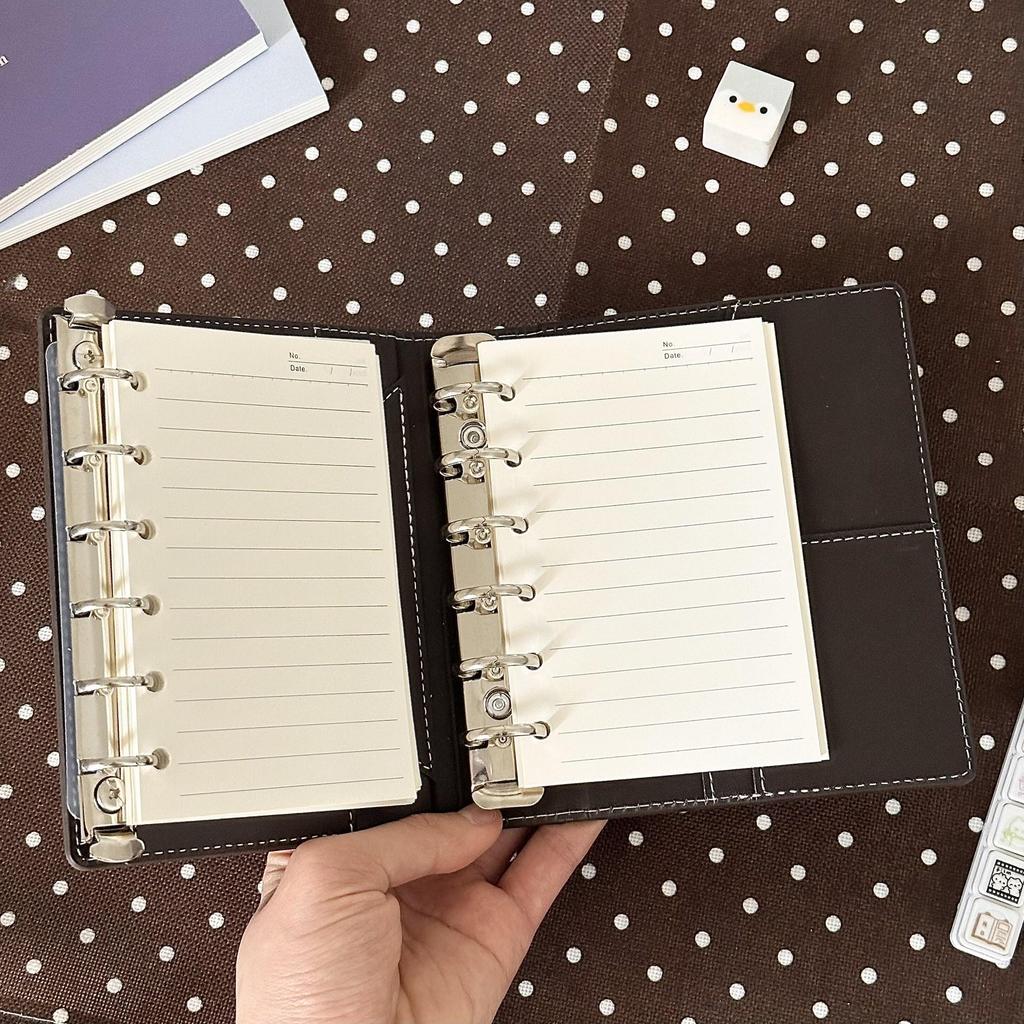French Dark Chocolate Latte A7 Double Ring Planner - Elegant Detachable Thickened Loose-Leaf DIY Life Book
