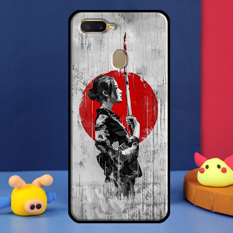 Anime Girl Samurai Case For Oppo A16 A76 A96 A58 A78 A98 A5 A9 A91 A15 A17 A77 A52 A72 A74 A94 A54S A57S Cover