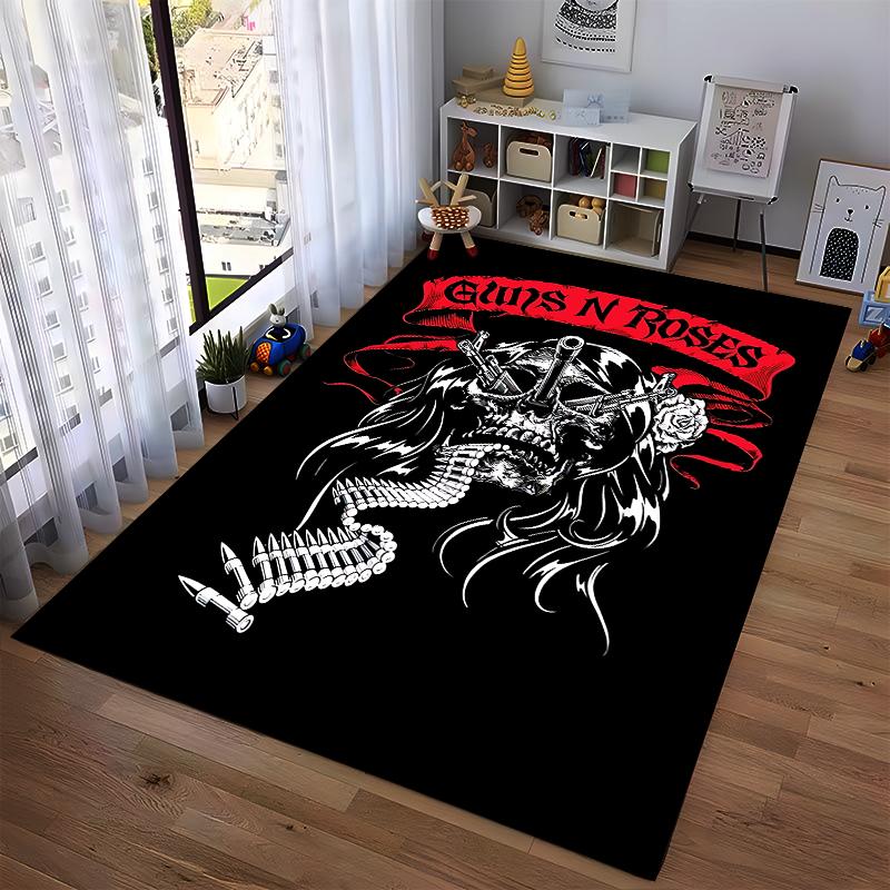 Bold Guns N' Roses Logo Rug Non-slip rug suitable for living room and bedroom sofas