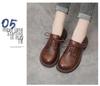 2023 Autumn Women's Genuine Leather Round Toe Lace-Up Flats with Soft Sole and Low Heel
