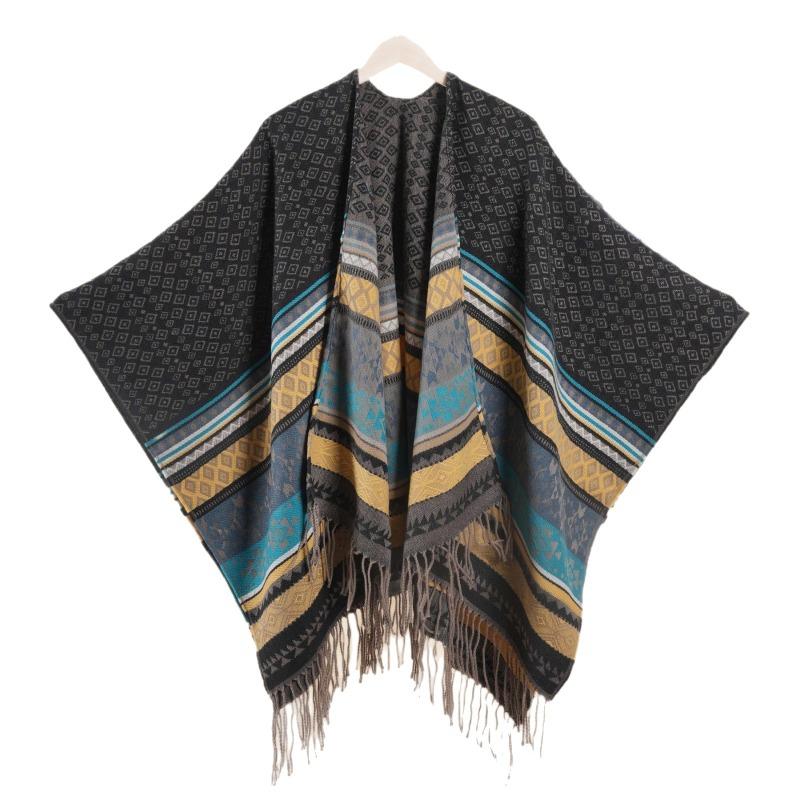 Small Rhombus Lady Retro Travel Shooting Cape Shawl Atmosphere Scarf Hot Sale