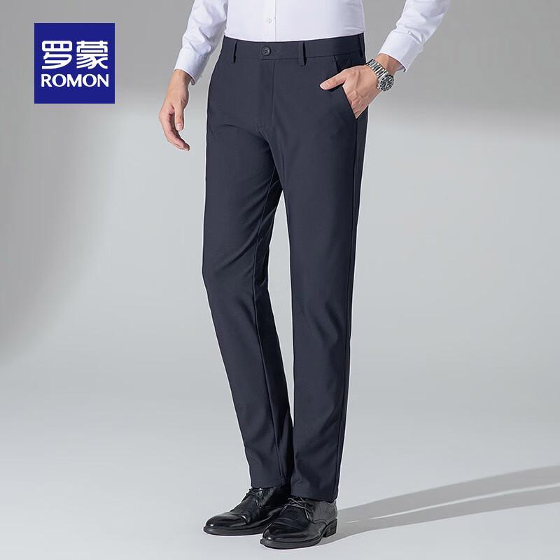 Luomeng Herren Four-Way-Stretch Fleece-gefütterte Straight-Leg Business Casual Hose