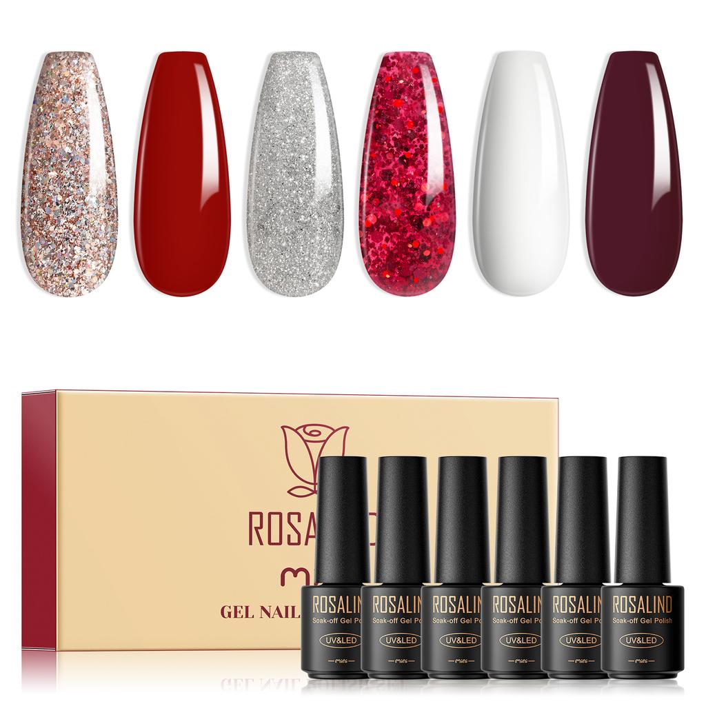 ROSALIND Gel Nail Polish Set 6pcs/Lot Nail Art Gel Polish Semi Permanent Gel Varnish Hybrid Soak Off UV Lamp Base Top Coat Gel Polish Kit