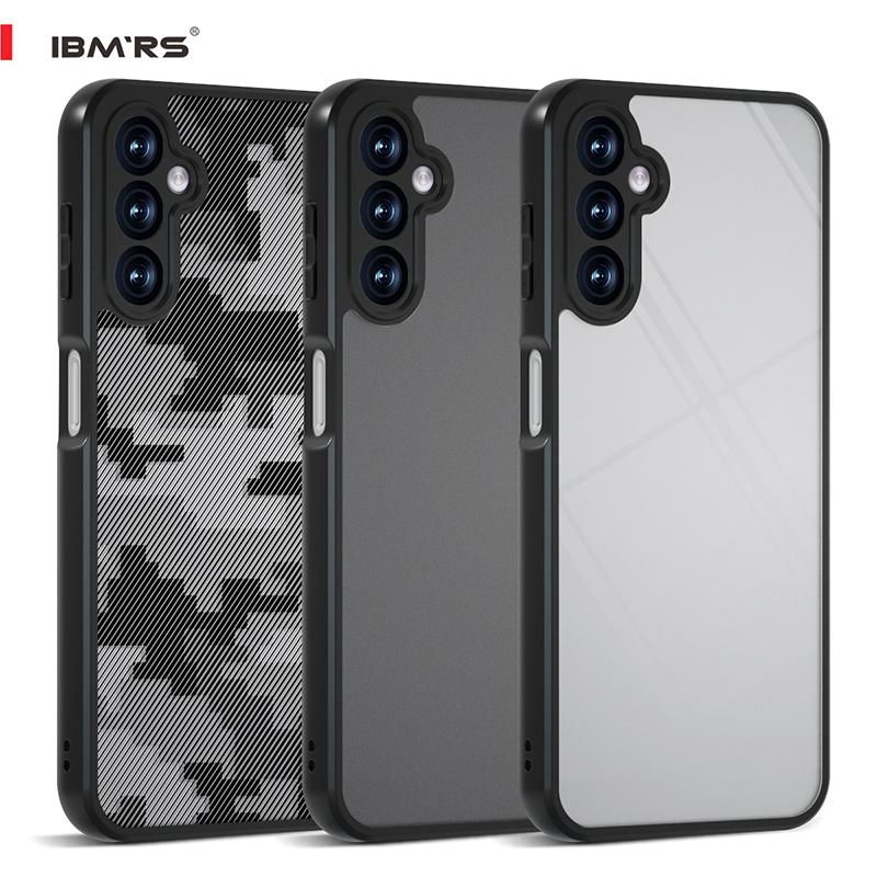 (Comes with Wrist Strap)for Samsung Galaxy A24 Case , Simple Transparent Hard Back  Shockproof  Advanced Bumper Cover Camo Black Case Casing