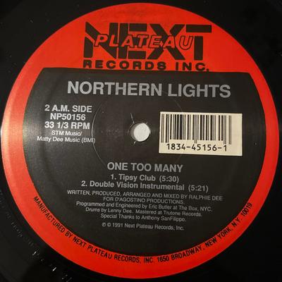 12inch Record NORTHERN LIGHTS - One Too Many NP50156 Next Plateau Re 1991 US Dance & Electronica Used