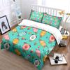 Cartoon Ice Cream Animals Pattern Bedding Duvet Cover Set  (1*Duvet Cover 2*Pillowcases, Without Duvet Insert)