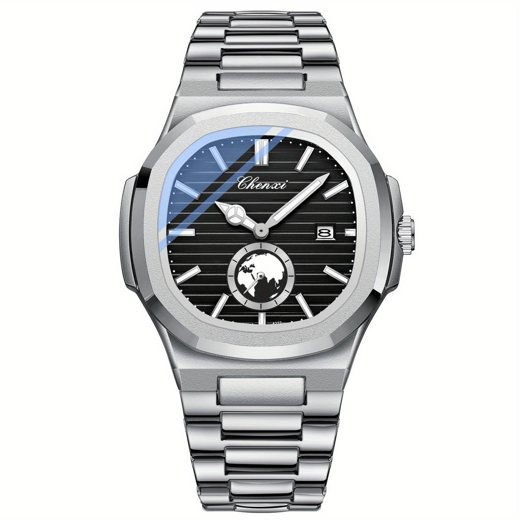 Luxury Brand Business Men's Watches Fashion Blue Dial Auto Date Quartz Wristwatches Men Casual Sports Watches  Erkek Kol Saati