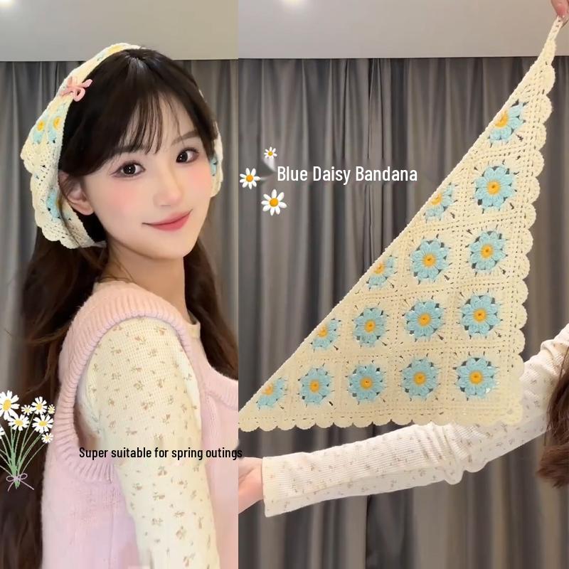 

Женский летний шелковый платок и резинка для волос - Пасторальный французский приморский стиль