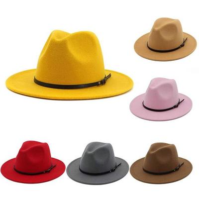 Jazz Cap Wide Brim Breathable Solid Color Fedora Hat Winter Floppy Women Cap Streetwear