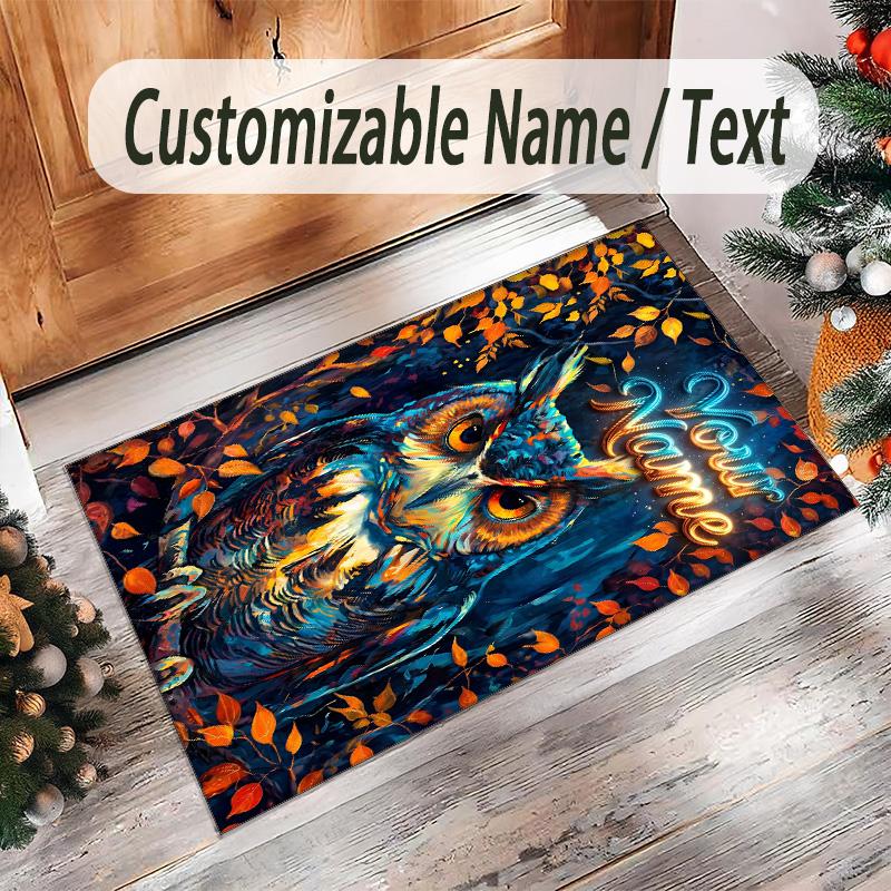 Birds Theme Crystal Velvet Floor Rug Personalized Custom Name Text Warm Carpet Home Decoration