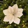 Christmas Glitter Artificial Flower Picks, Fabric Floral Branches for Xmas Tree Decor