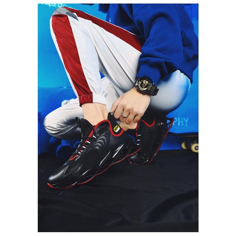 Men's High-top Sole Sneakers Breathable Knit Non-slip Shock Absorbing Casual Sports Shoes