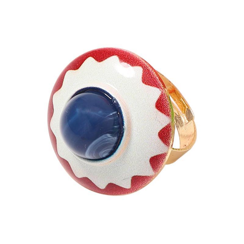 Vintage Geomertric Round Heart Drip Oil Rings For Women Men Temperament Personality Adjustable Rings Banquet Jewelry Accessories