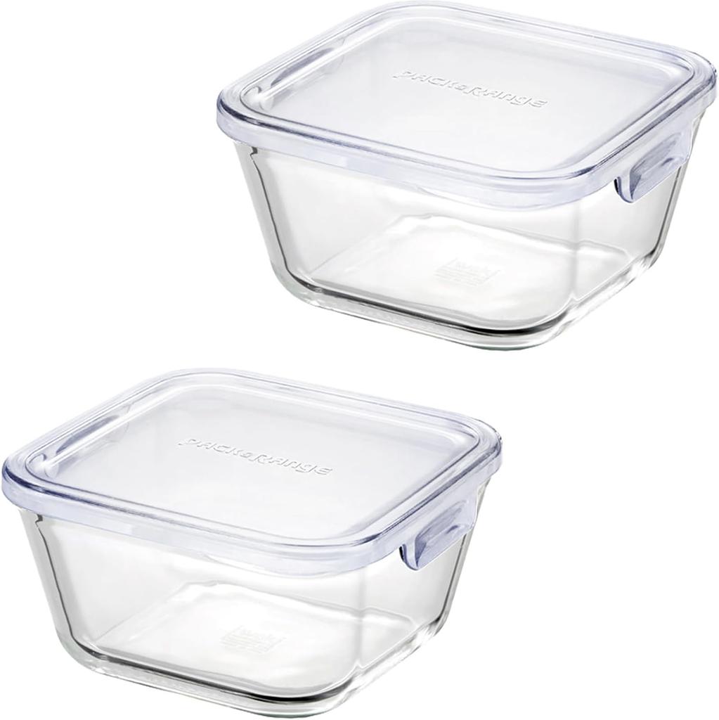 Iwaki Glass Storage Saxe Set of Pack F3247HM2BL Heat-Resistant Containers, Blue, Deep, 2, & Range,