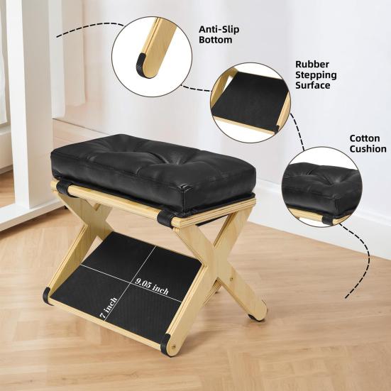 Wooden Under-Desk Footrest with Non-Slip Rubber Stepping Surface Ergonomic Foot Stool for Home Office Gaming Work Posture Support