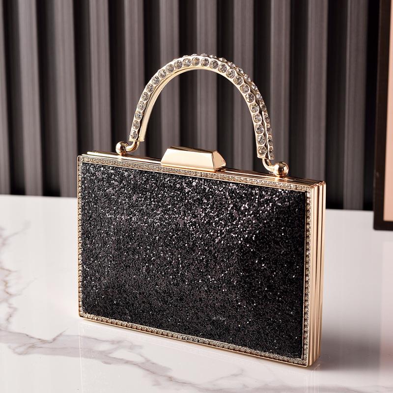 

Sparkling Gold Sequin Handbag Luxury Designer Evening Bag for Women Crossbody Shoulder Clutch Diamond Fashion Party Purses чёрный