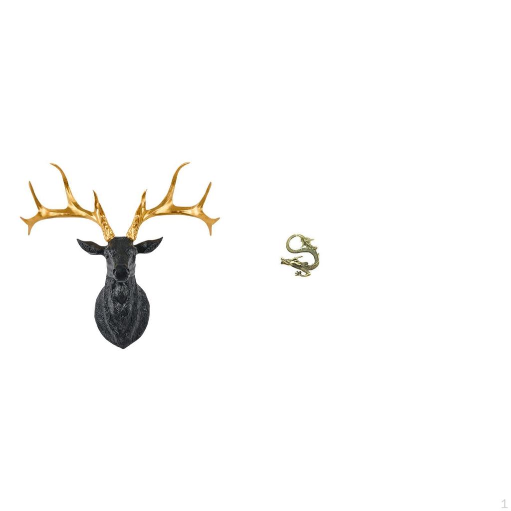 Resin Deer Head Wall Sculpture And Brass Chinese Statue Mini Tea Pet Figurine Collectible Boho