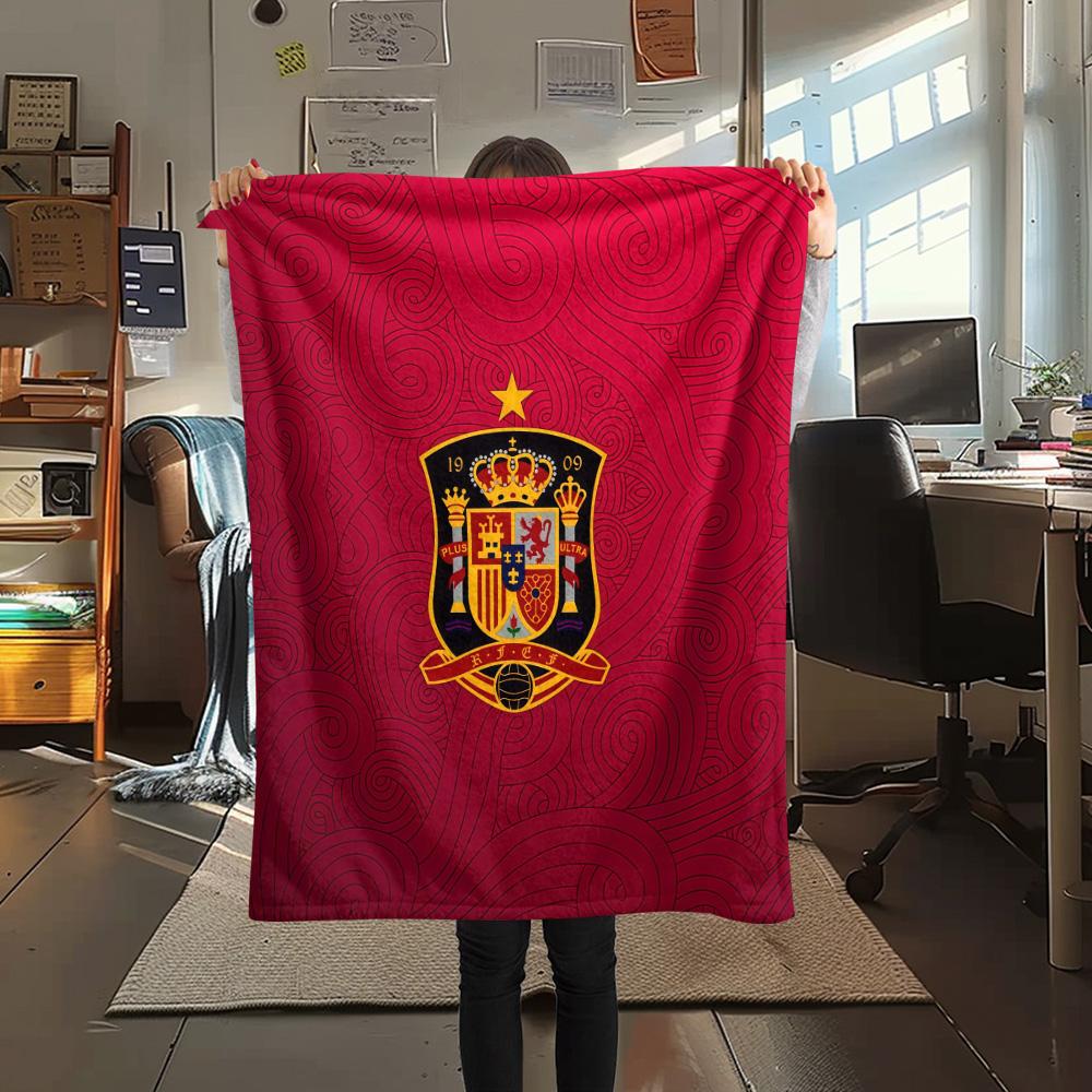 Spain National Football Team Flannel Blanket, High quality Comfortable for All Seasons, Home Decor, Warmth and Comfort